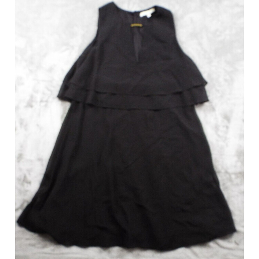 TASH SOPHIE Dress Womens Medium Black Layered Midi Keyhole Party Dancing NWOT